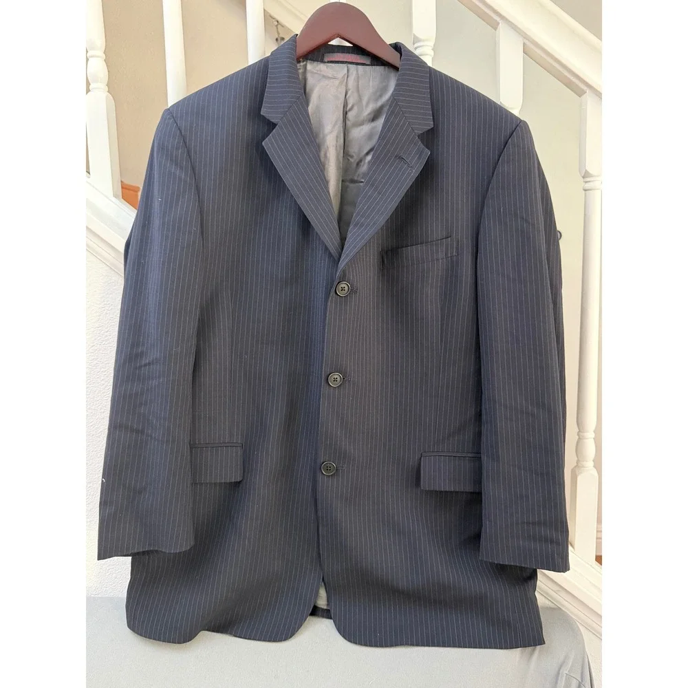 Ted Baker Endurance Mens Navy Blue Pinstripe 100% Wool Blazer Jacket 3 Button